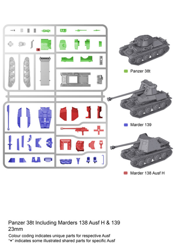 Plastic Soldier Company German Panzer 38(t) and Marder Varients Set of 3 Vehicles 1/72 Scale PSC WW2V20019