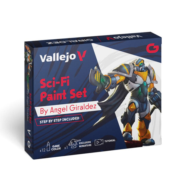 Vallejo Sci-Fi Paint Set of 12 by Angel Giraldez with Miniature 72313