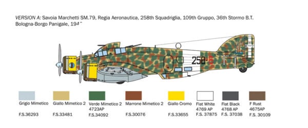 Italeri S.79 Sparviero Bomber Version Savoia-Marchetti SM.79 1/72 Scale 1412