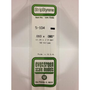 Evergreen .010 x .080 inch Opaque White Polystyrene Strip Bulk Pack of 50 EVE 5104