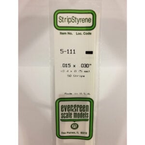 Evergreen .015 x .030 inch Opaque White Polystyrene Strip Bulk Pack of 50 EVE 5111