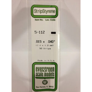 Evergreen .015 x .040 inch Opaque White Polystyrene Strip Bulk Pack of 50 EVE 5112