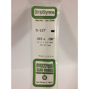 Evergreen .015 x .156 inch Opaque White Polystyrene Strip Bulk Pack of 50 EVE 5117