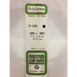 Evergreen .020 x .020 inch Opaque White Polystyrene Strip Bulk Pack of 50 EVE 5120