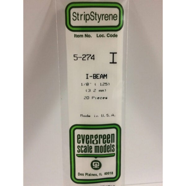 Evergreen I Beam .125 inch Opaque White Polystyrene Bulk Pack of 20 EVE 5274