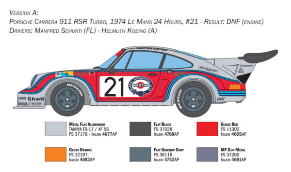 Italeri Porsche Carrera RSR Turbo 934 1/24 Scale 3625