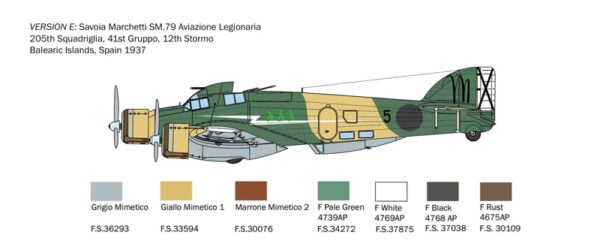 Italeri S.79 Sparviero Bomber Version Savoia-Marchetti SM.79 1/72 Scale 1412