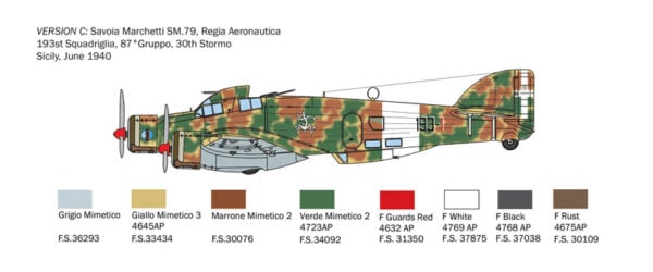 Italeri S.79 Sparviero Bomber Version Savoia-Marchetti SM.79 1/72 Scale 1412