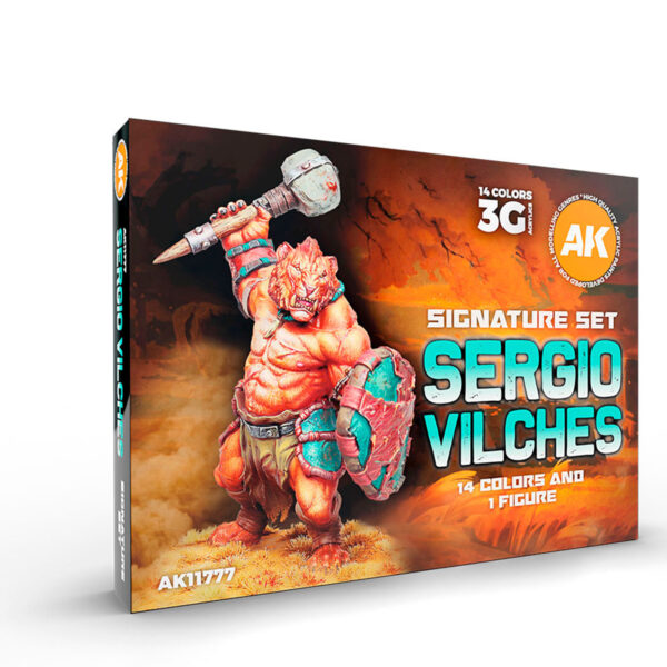 AK Interactive Acrylic 3rd Gen Signature Set Sergio Vilches Paint Set of 14 with Figure 11777