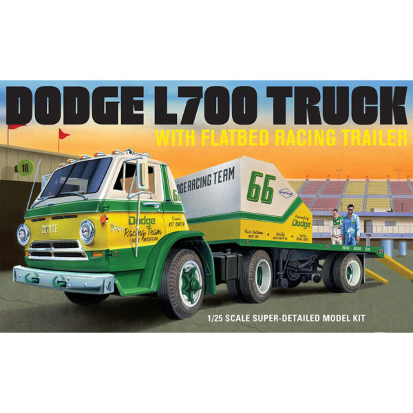 AMT 1966 Dodge L700 Truck with Flatbed Racing Trailer 1/25 Scale 1368