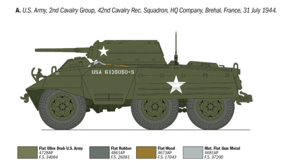 Italeri M8 Greyhound Armoured Car 1/35 Scale 6364