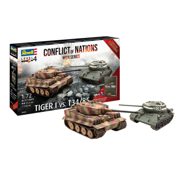 Revell Conflict of Nations WWII Tiger 1 vs T34/85 Gift Set 1/72 Scale 05655