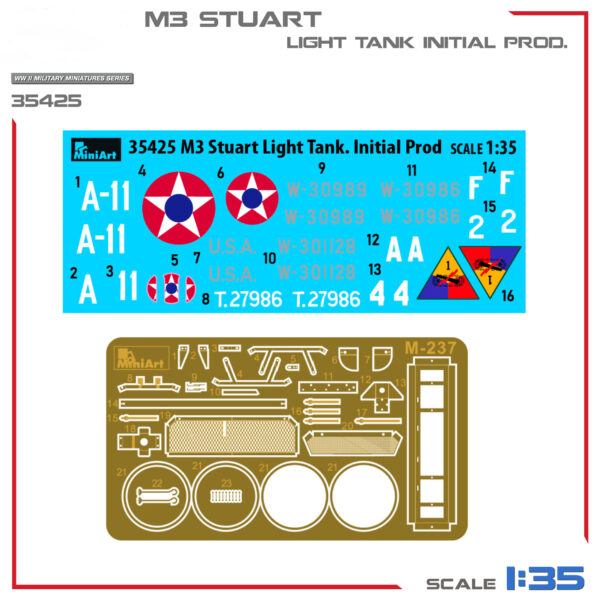 Miniart M3 Stuart Light Tank Initial Prodruction 1/35 Scale 35425