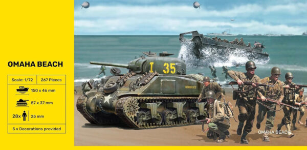 Heller Omaha Beach Tank Boat and Crew of 3 1/72 Scale 50332