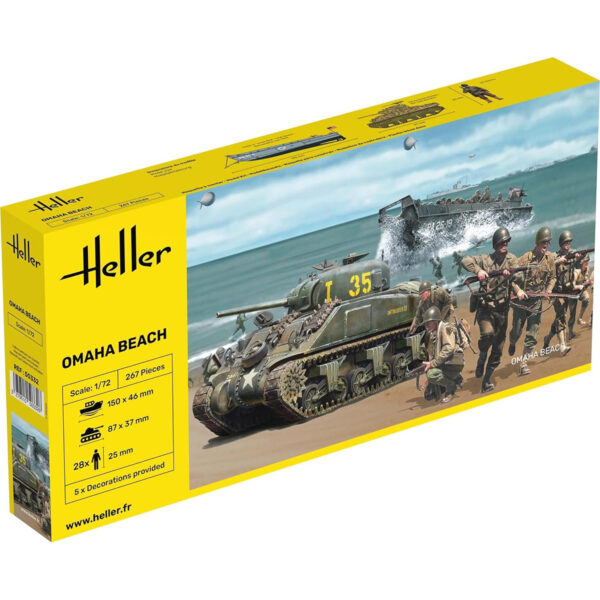 Heller Omaha Beach Tank Boat and Crew of 3 1/72 Scale 50332