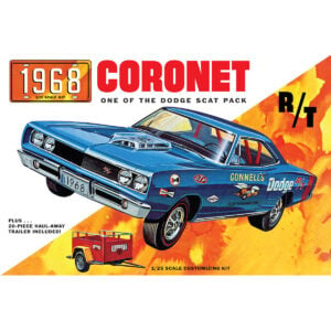 MPC 1968 Dodge Coronet Hardtop with Trailer 1/25 Scale MPC975