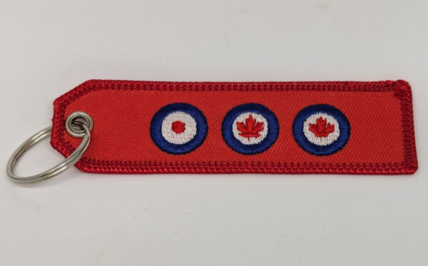 Rear RCAF Air Force with 3 Canadian Roundels Embroidered Key Tag KEYRCAF