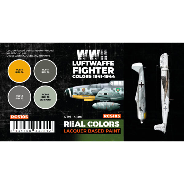 AK Interactive Real Colors Luftwaffe Fighter Colors 1941-1944 RCS105 Paint Set of 4