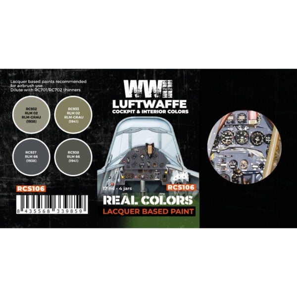 AK Interactive Real Colors WWII Luftwaffe Cockpit and Interior Colors RCS106 Paint Set of 4