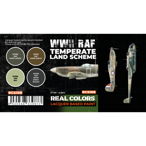 AK Interactive Real Colors WWII RAF Temperate Land Scheme RCS108 Paint Set of 4