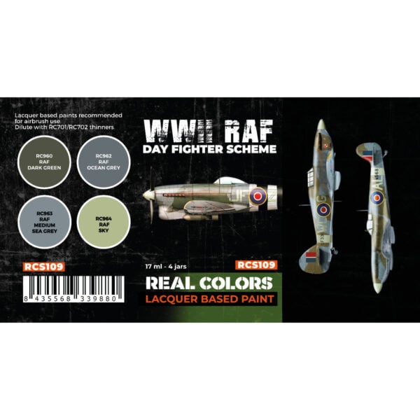 AK Interactive Real Colors WWII RAF Day Fighter Scheme RCS109 Paint Set of 4