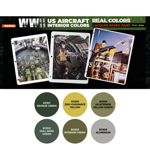 AK Interactive Real Colors WWII US Aircraft Interior Colors RCS114 Paint Set of 6