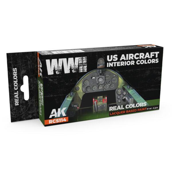 AK Interactive Real Colors WWII US Aircraft Interior Colors RCS114 Paint Set of 6