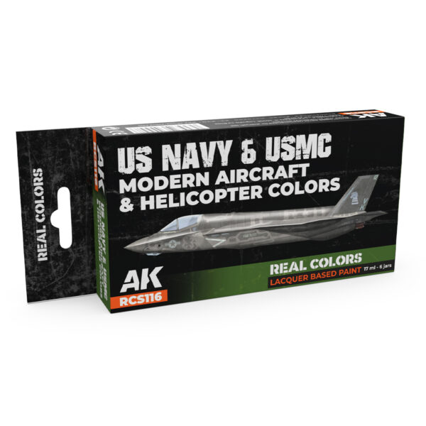 AK Interactive Real Colors US Navy USMC Modern Aircraft and Helicopter Colors RCS116 Paint Set of 6