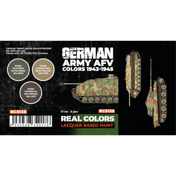 AK Interactive Real Colors German Army AFV Colors 1943 to 1945 RCS125 Paint Set of 3