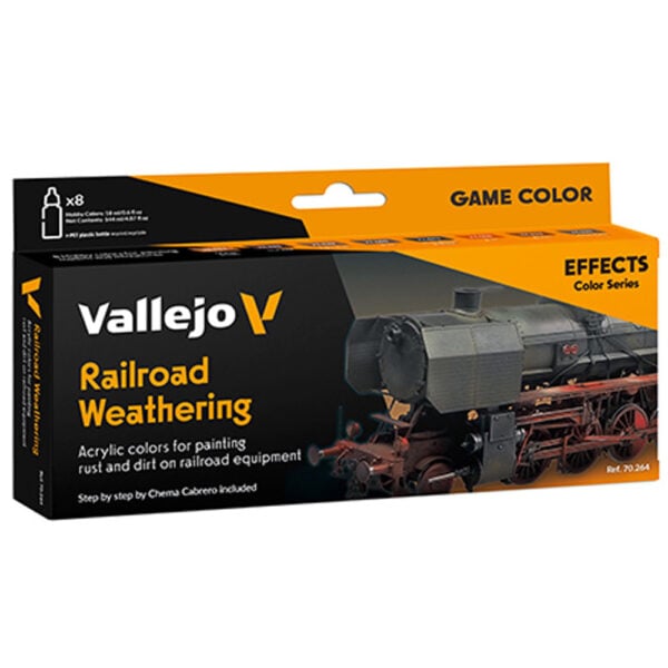 Vallejo Model Color Railroad Weathering Effects Paint Set of 8 by Chema Cabrero 70264