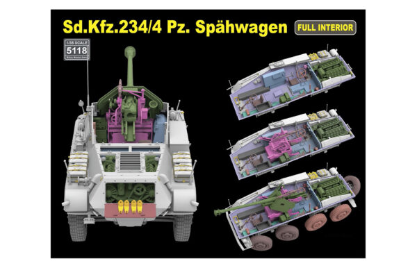 RyeField Model Sd.Kfz.234/4 Pz.Spähwagen with Full Interior 1/35 Scale 5118