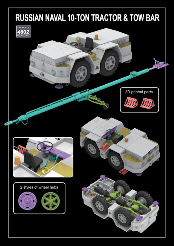 RyeField Model 1/48 Russian Naval 10-Ton Tractor and Tow Bar 1/48 Scale 4802