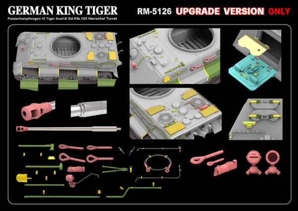 RyeField Model Sd.Kfz.182 Tiger Ausf.B King Tiger Henschel Turret Upgrade Version 1/35 Scale 5126