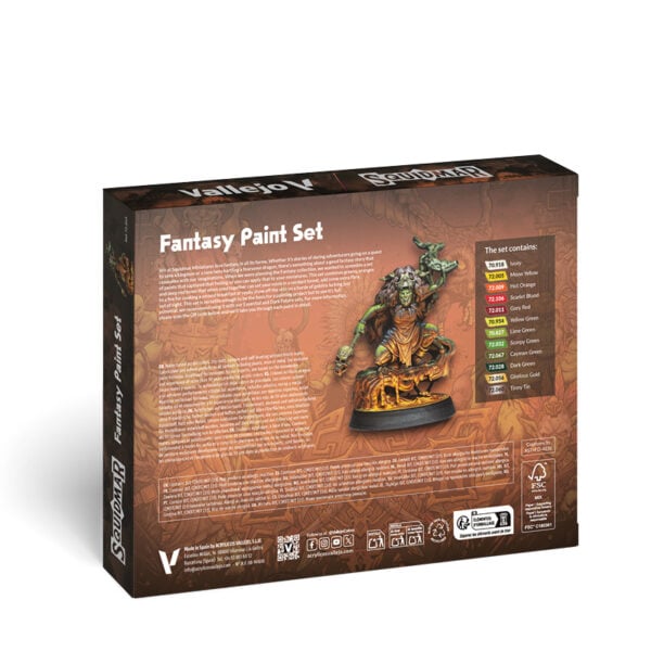 Vallejo Fantasy Paint Set of 12 with Squidmar Miniatures 72203