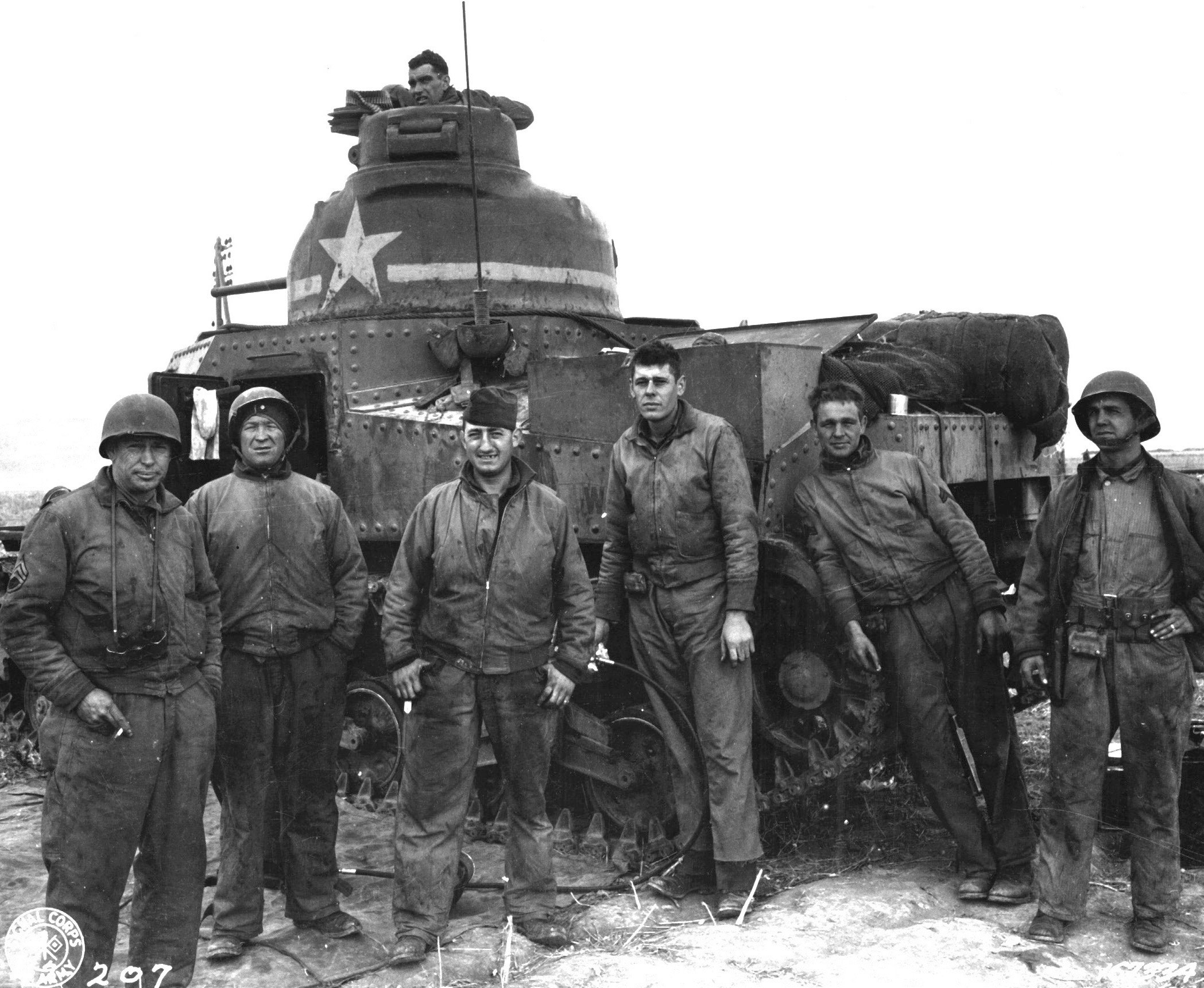 Crew of M3 tank at Souk el Arba, Tunisia, November 23, 1942