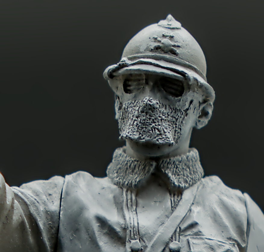 WWI French Tanker with Anti-Spalling Face Mask Zenithal Preshading - Resin Front