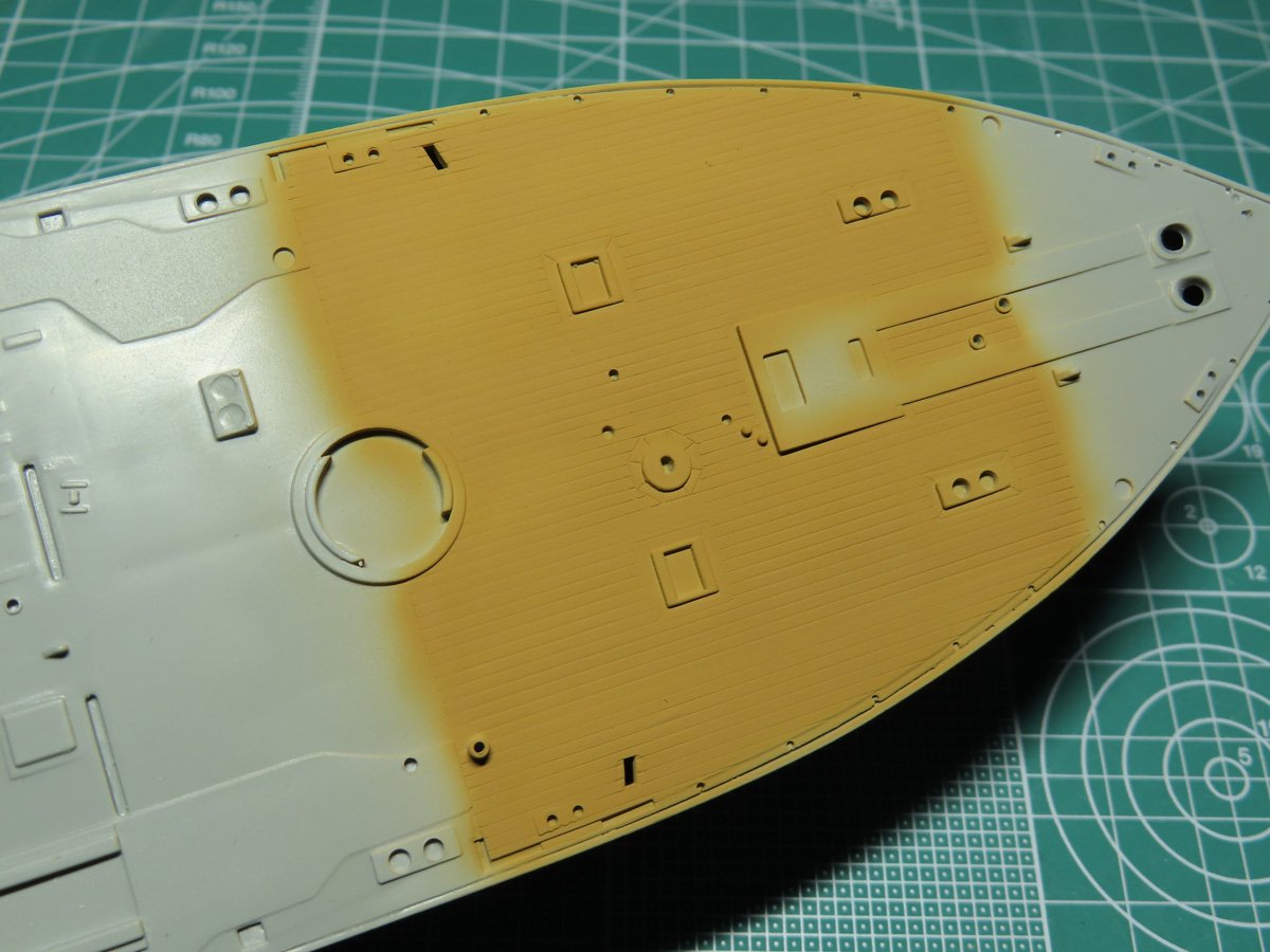 Deck with Base Layer of Tamiya XF60 Dark Yellow